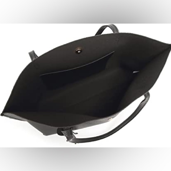 BLACK SOFT FAUX LEATHER TOTE SHOULDER BAG - Picture 2 of 5